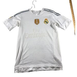 REAL MADRID 2015 HOME FOOTBALL SHIRT SOCCER JERSEY ADIDAS THRASHED WORN SZ S